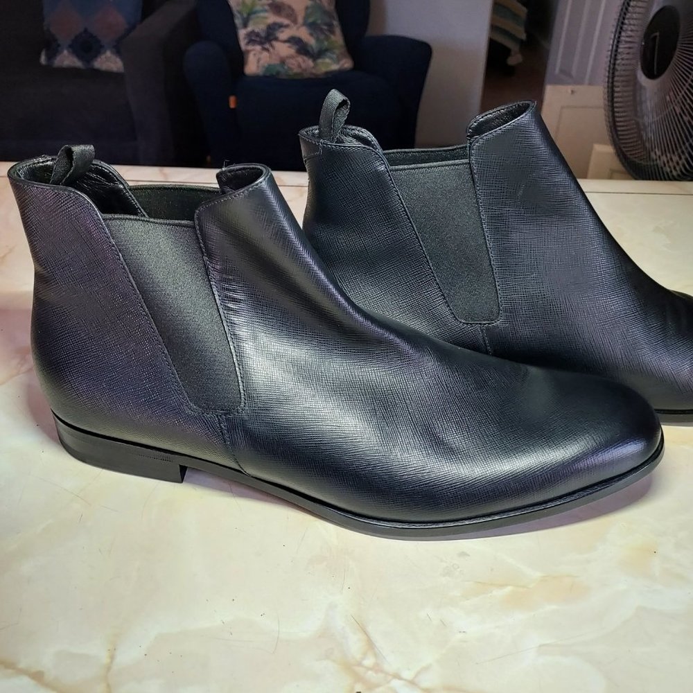 Prada Half-Chelsea 2TB043 Saffiano Leather Boots - Picture 2 of 5